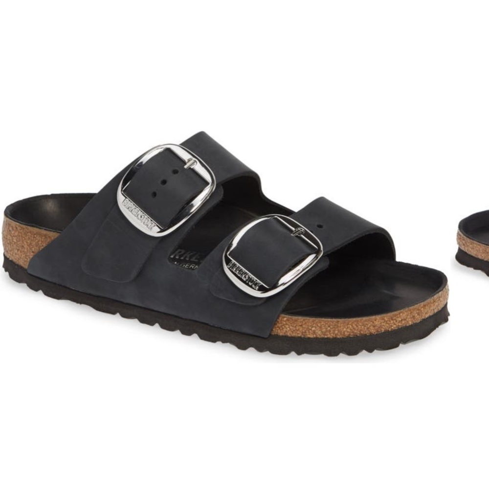 Black Birkenstock . Big buckle size 8